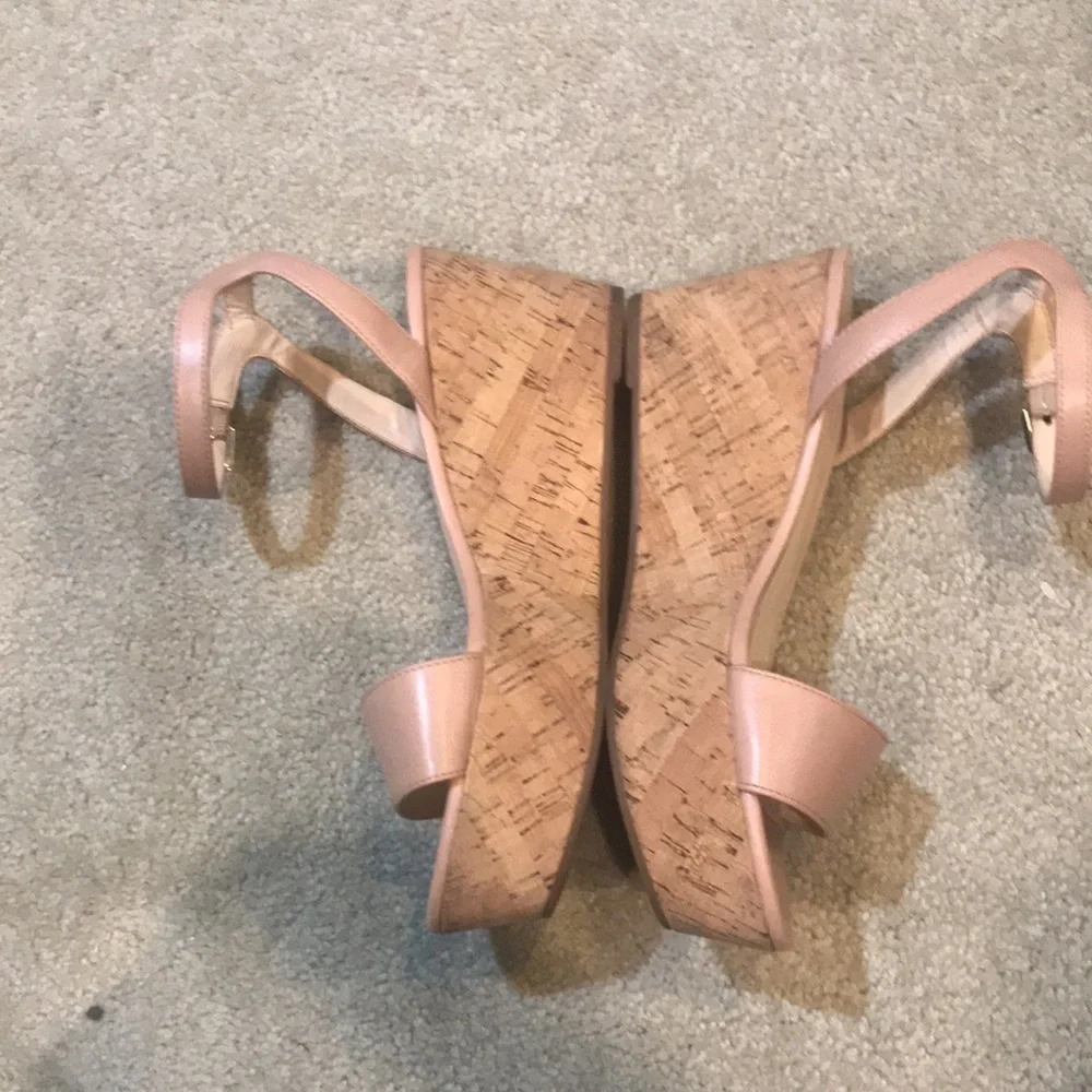 Nine West Pale Pink Ankle Strap Wedge Sandal-Size 10